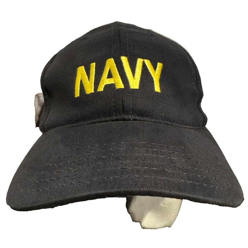 US Navy Hat Cap Craft Pride Made In USA Fitted Elastic Stretch Back Navy Blue Go